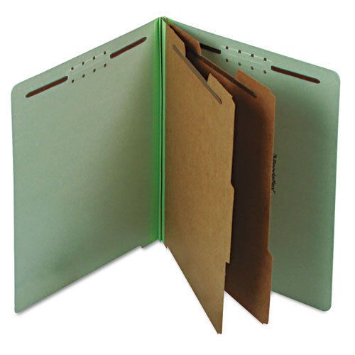 Pressboard end tab classification folders, letter, 2 dividers/6 section, 10/box for sale