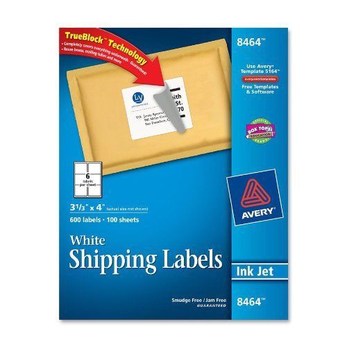 Avery Shipping Label - 3.33&#034; Width X 4&#034; Length - 600 / Box - Rectangle (ave8464)