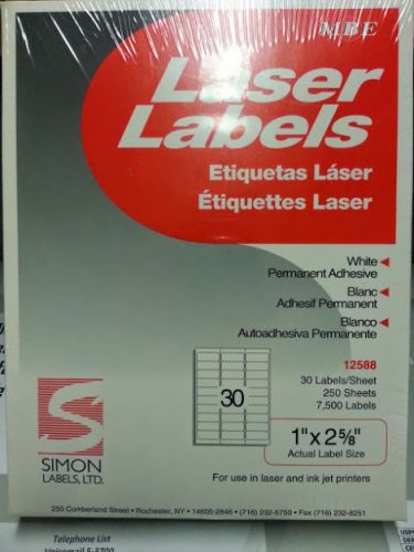 Simon Labels, LTD Laser Address Labels, 1&#034; x 2  5/8&#034;, 250 Sheets, 12588