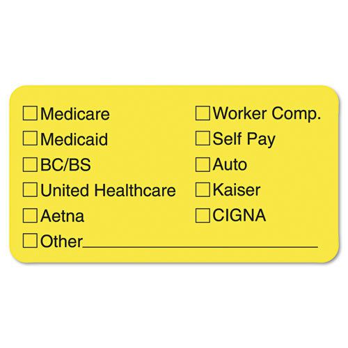 Labels for insurance list, 1-3/4 x 3-1/4, yellow, 250/roll for sale
