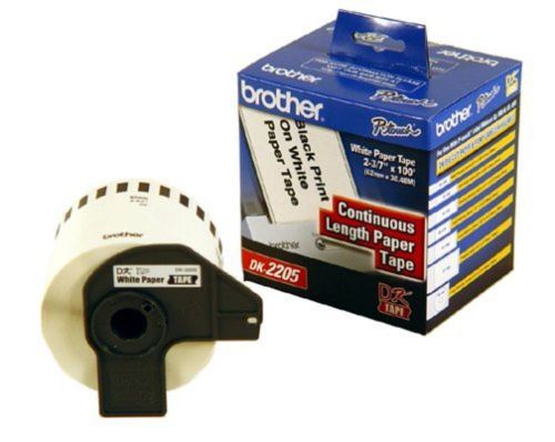 Brother Continuous 2.4 in x 100 ft (62mm x 30.4m) Paper Label Roll (DK-2205) ...