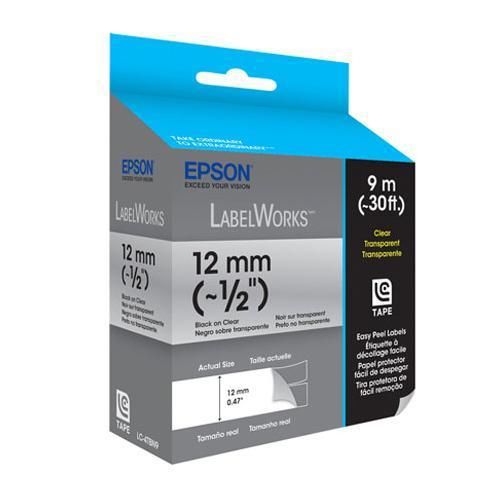 Epson LabelWorks LC-4TBN9 Clear 1/2&#034; LC Tape Cartridge, Black on Clear