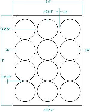 INKJET-LASER LABELS WHITE CIRCLE Label 12x100 sheets