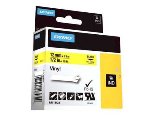 Dymo rhinopro - permanent adhesive vinyl tape - yellow - roll (0.5 in x 18 18432 for sale