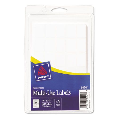 Self-Adhesive Removable Multi-Use Labels, 5/8 x 7/8, White, 1000/Pack
