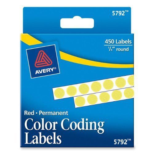 Avery Round Color Coded Label - 0.25&#034; Diameter - 450 / Pack - Circle (ave05792)