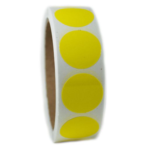 Glossy Yellow Circle Sticker - 1&#034; diameter - 500 ct
