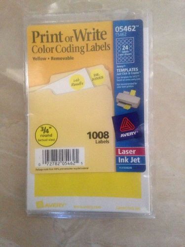Print or Write Removable Color-Coding Labels, 3/4in dia, Yellow, 1008/Pack