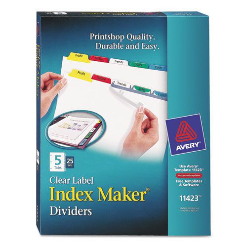 Index Maker Divider w/Multicolor Tabs, 5-Tab, Letter, 25 Sets/Box