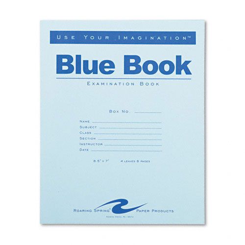Twenty-Five Exam Blue Books, Wide Rule, 8-1/2 x 7, White, 5 Sheets/10 Pages