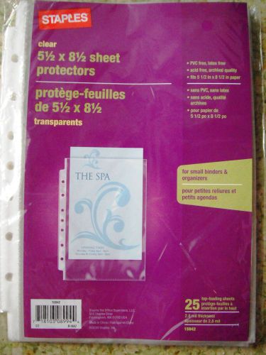 50 Staples Brand 5.5&#034; x 8.5&#034; sheet protectors. Two-25 packs. NEW UNOPENED