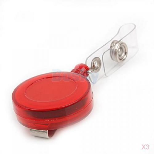 3x Pet Dog Cat Red Retractable ID Card Badge Holder Reels w/ Clip