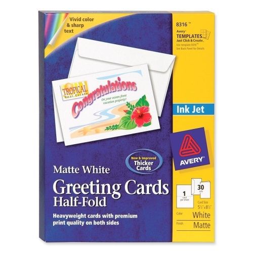 Avery Greeting Card - 8.50&#034; x 5.50&#034; - Matte - 30 / Box - White
