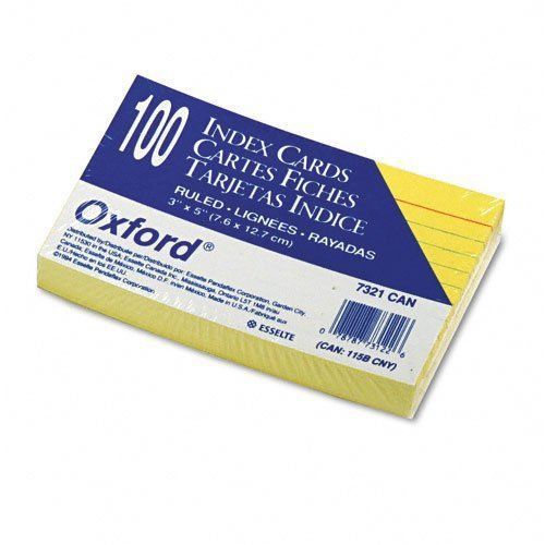 Oxford(R) Colored Recycled Index Cards, Ruled, 3in. x 5in., Canary, Pack Of 100