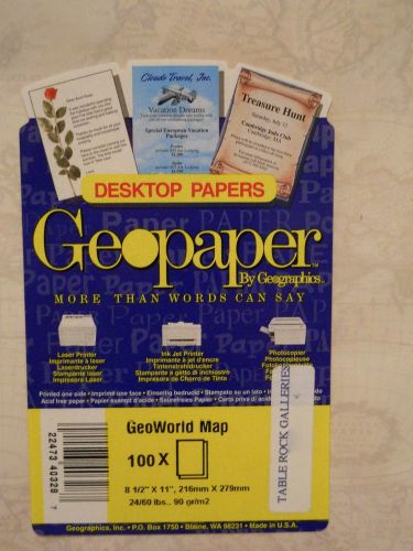 Geographics GeoWorld Map Printing Paper 8.5&#034; x 11&#034; 24-lb Paper 100 Sheets NEW