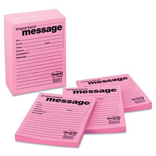 144 Post-it Super Sticky Message Pads, 3-7/8 x 4-7/8, Pink, 50-Sheets Pads