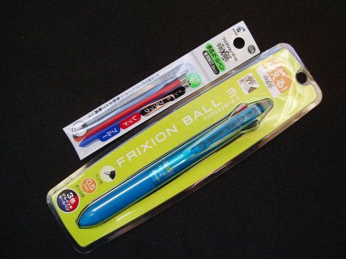 3 colors pilot frixion retractable 3in1 ball point (light blue body) + refill for sale