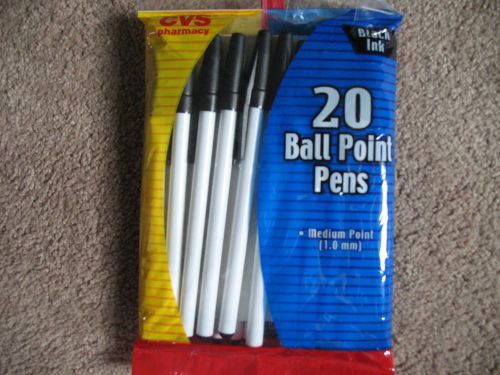 CVS BLACK Medium Ball Point Pens 20 Counts