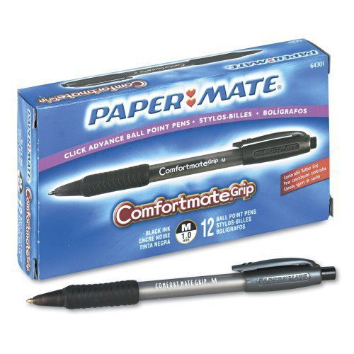 Paper Mate Comfortmate Grip Pen - Medium Pen Point Type - Black Ink (pap6430131)