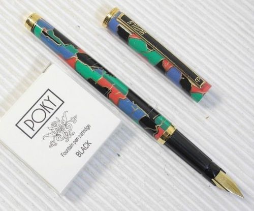 Yunily colourful barrel fountain pen BLACK free 5 POKY cartridges BLACK ink