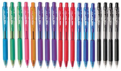 18 Pentel Wow! Retractable Ballpoint Pens, Medium Point, Assorted Colors