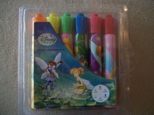 Disney fairies tinker bell 6 piece scented markers set, ages 3+, new in package! for sale