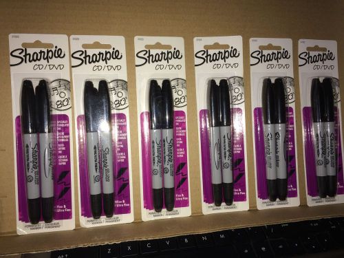 Sharpie 37023 2 CD/DVD Markers - Black LOT OF 6