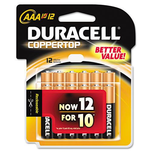 Duracell Coppertop Alkaline Batteries, AAA, 12/Pack, PK - DURMN24RT12Z