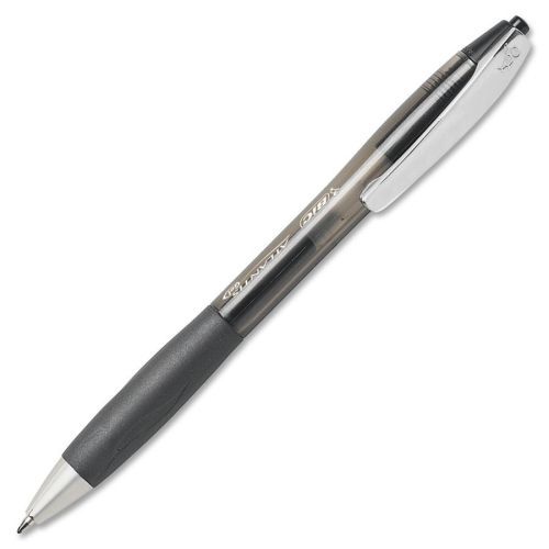 BIC Atlantis Gel Pen - Medium - 0.7 mm - Black Ink - Black Barrel - 12/Pack