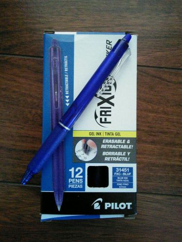 Pilot Frixion Erasable Retractable Blue Gel Pen 12 Pack Fine 0.7mm