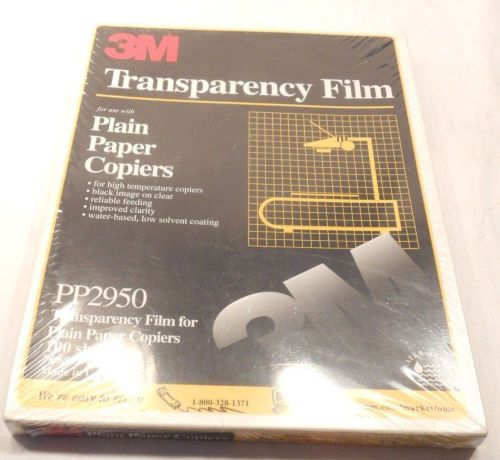 3M TRANSPARENCY FILM, FOR PLAIN PAPER COPIERS, PP2950, UNOPENED BOX OF 100