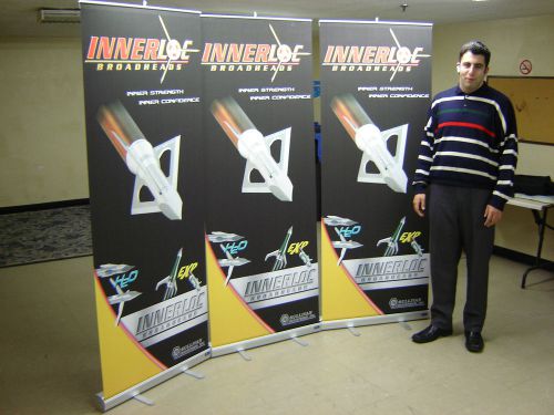 New retractable trade show banner stand roll up + free print for sale