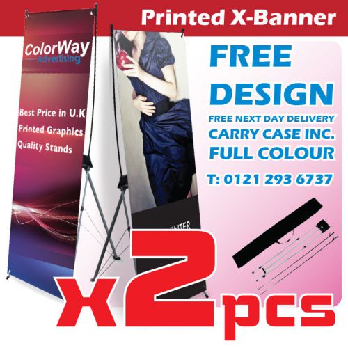 2 pcs of Printed X Banner Stand -  Pop Up/Roll Up/Pull up Exhibition Display