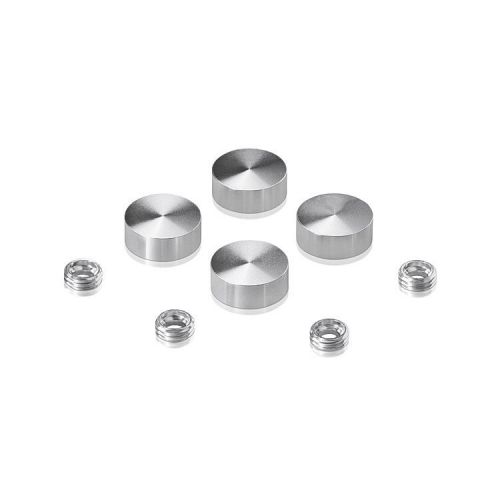 Set of 4 Screw Cover Diameter 5/8&#039;&#039;, Aluminum Clear Shiny Anodized Finish
