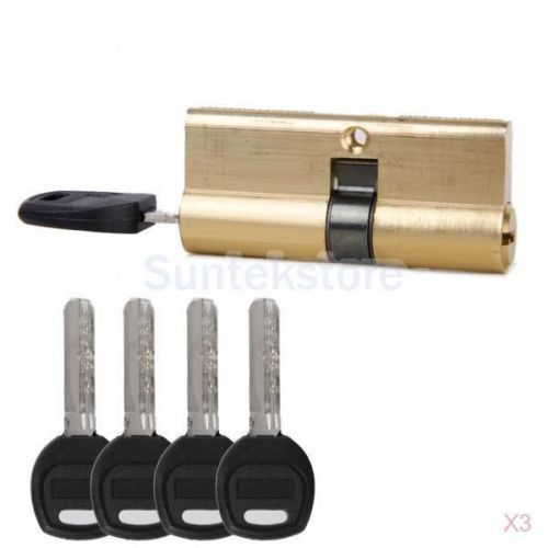 3Pcs 70MM 32.5/37.5 Brass Key Cylinder Door Lock Barrel Anti Snap/Bump+ 7 keys