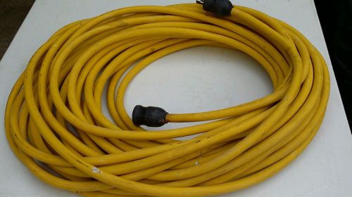 Yellow Powercord 30 Amp twist connector 12/3 100&#039; used shore / dock power rv