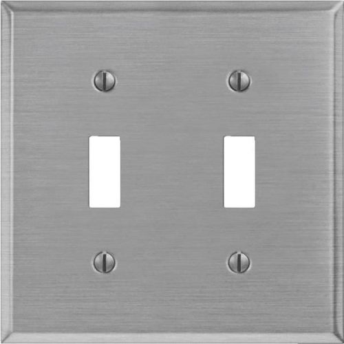 Brushed Nickel Stamped Switch Wall Plate-BR NICKEL 2-TOG WALLPLAT
