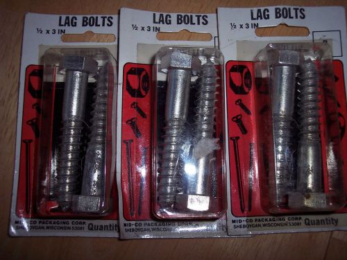 lag bolts 1/2 x 3 inch LB01310 lot of 3 packages of 2 each