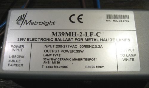 Metrolight M39MH-2-LF-C 39 Electronic Ballast for Metal Halide Lamps