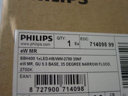 Philips eW MR, 10-degree narrow spot, 2700K, MR16 lamp, GU 5.3 base