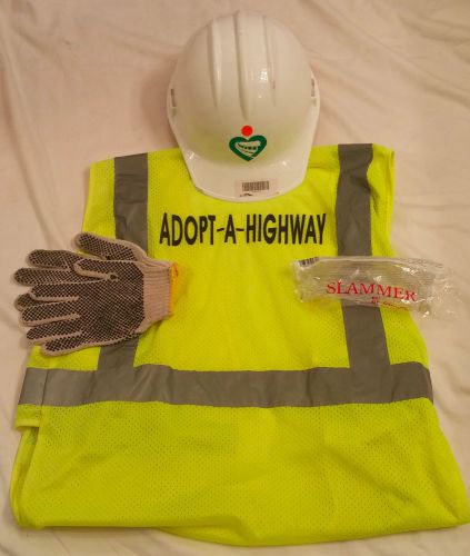 Safety kits - hard hat, neon vest, gloves, and goggles for sale