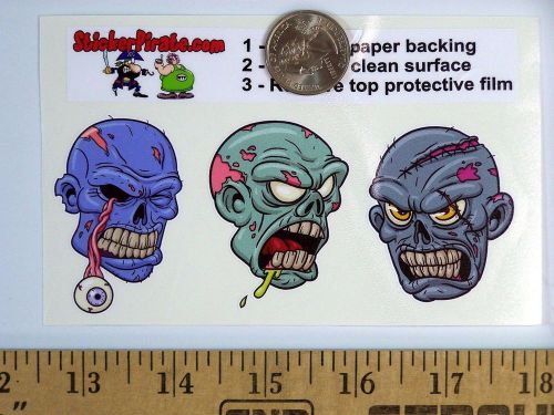 3 - Zombie Heads 2&#034; Hard Hat Toolbox Helmet Sticker H 175