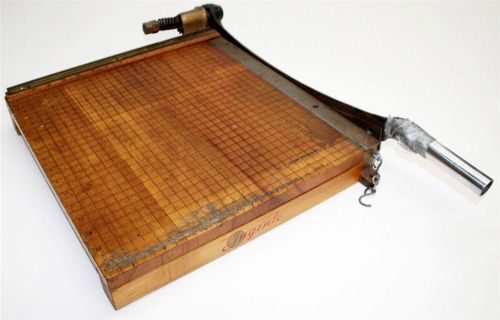 WOODEN PAPER CUTTER 15” x 15” office wood trimmer scrap book guillotine VTG desk