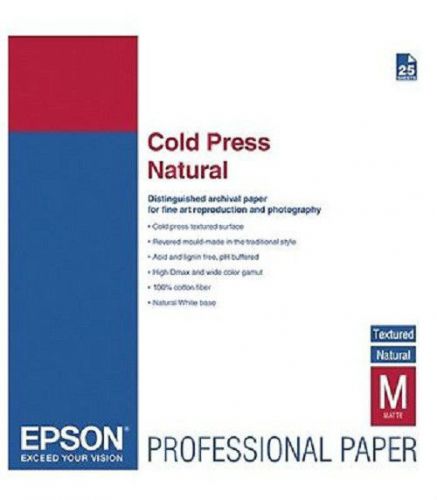 Epson s042301 cold press natural 17&#034; x 22&#034; 25 sheets for sale