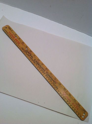 Vintage Wooden Printers Line Type Gauge Point Size Ruler.Metal Edge Engraving