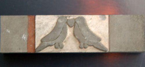 LOVEBIRDS Image on Vintage Ceramic Block