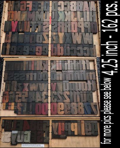 letterpress wood printing blocks 162 pcs 4.25&#034; tall alphabet type woodtype ABC