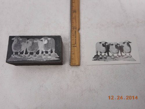 Letterpress Printing Printers Block, 3 Farm Sheep