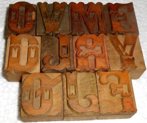 Antique Letterpres Wood Type Printers Blocks Lot Of11 Typography Collection m361