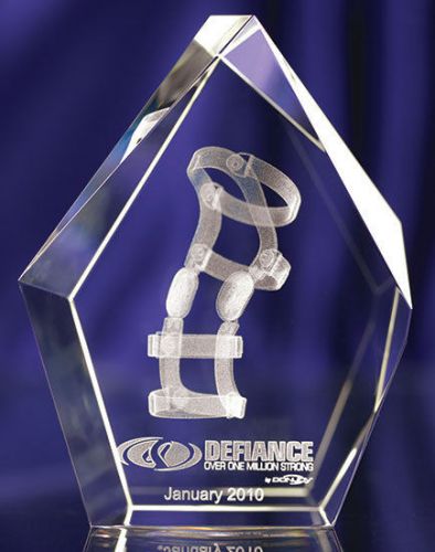 Medium 3D Crystal Image Prestige Award - FREE Light Base - Laser Engraving